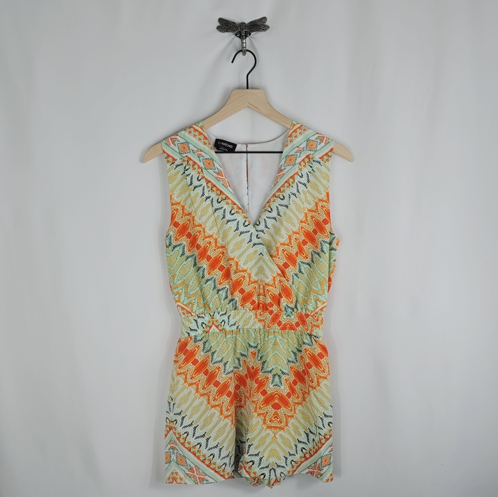BEBE V-CUT MULTI-COLOR ROMPER SZ. 2 - Picture 9 of 16